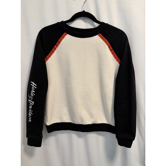 Harley Davidson | Sweatshirt White Black Orange Genuine Motorclothes Biker-small - Picture 1 of 9